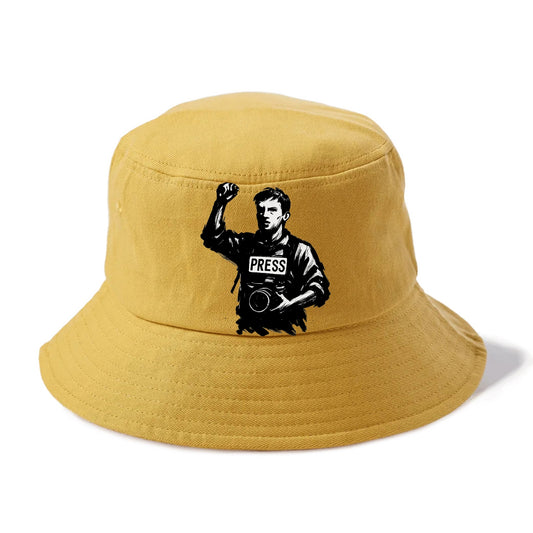 Journalist with camera - press freedom ink painting - Bucket Hat - Golden Harvest(Yellow)