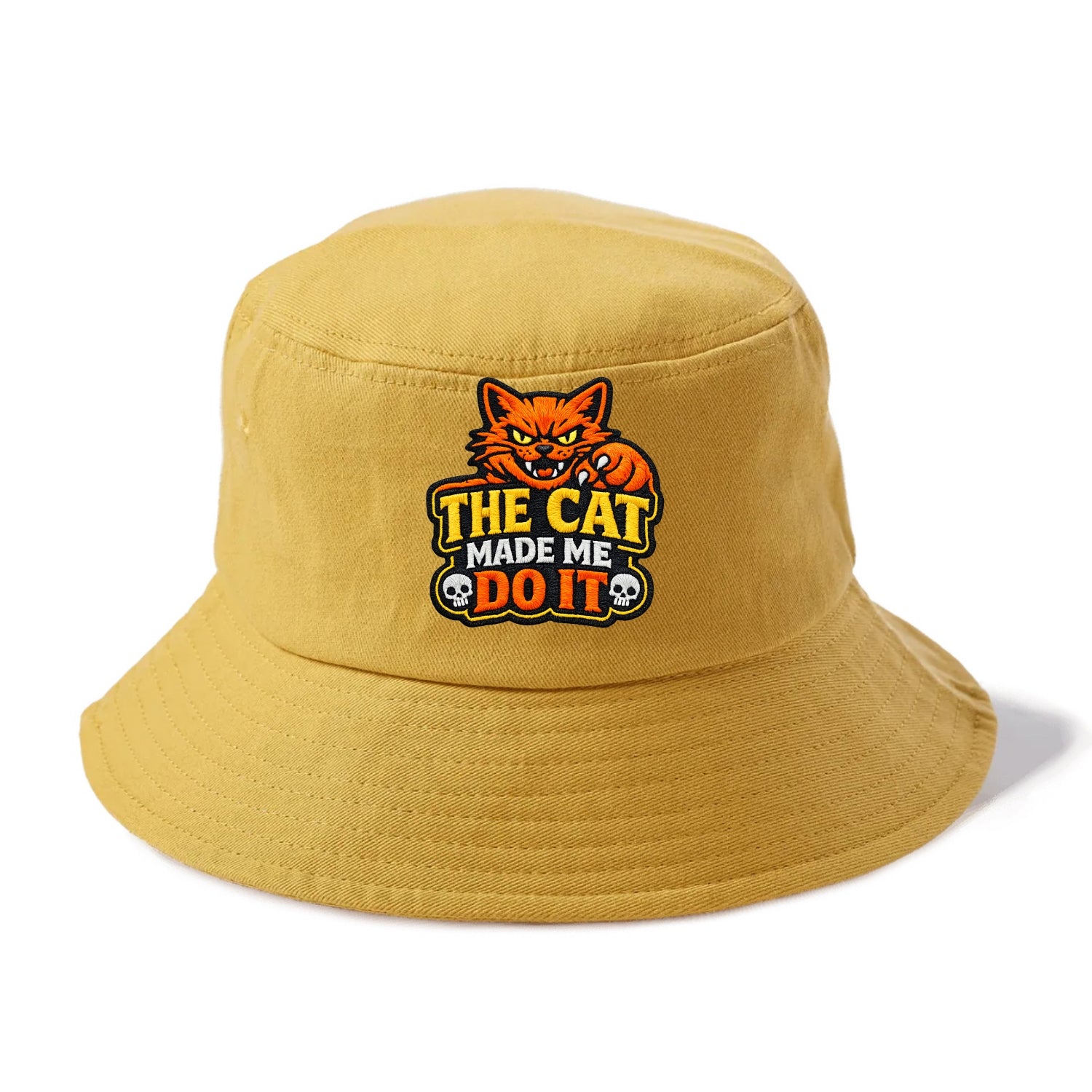THE CAT MADE ME DO IT - mischievous cat in orange , blame the cat - Bucket Hat - Golden Harvest(Yellow)
