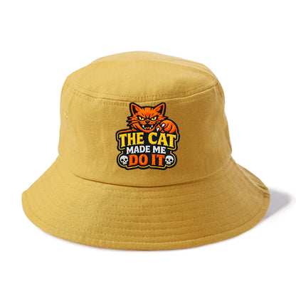 THE CAT MADE ME DO IT - mischievous cat in orange , blame the cat - Bucket Hat - Golden Harvest(Yellow)