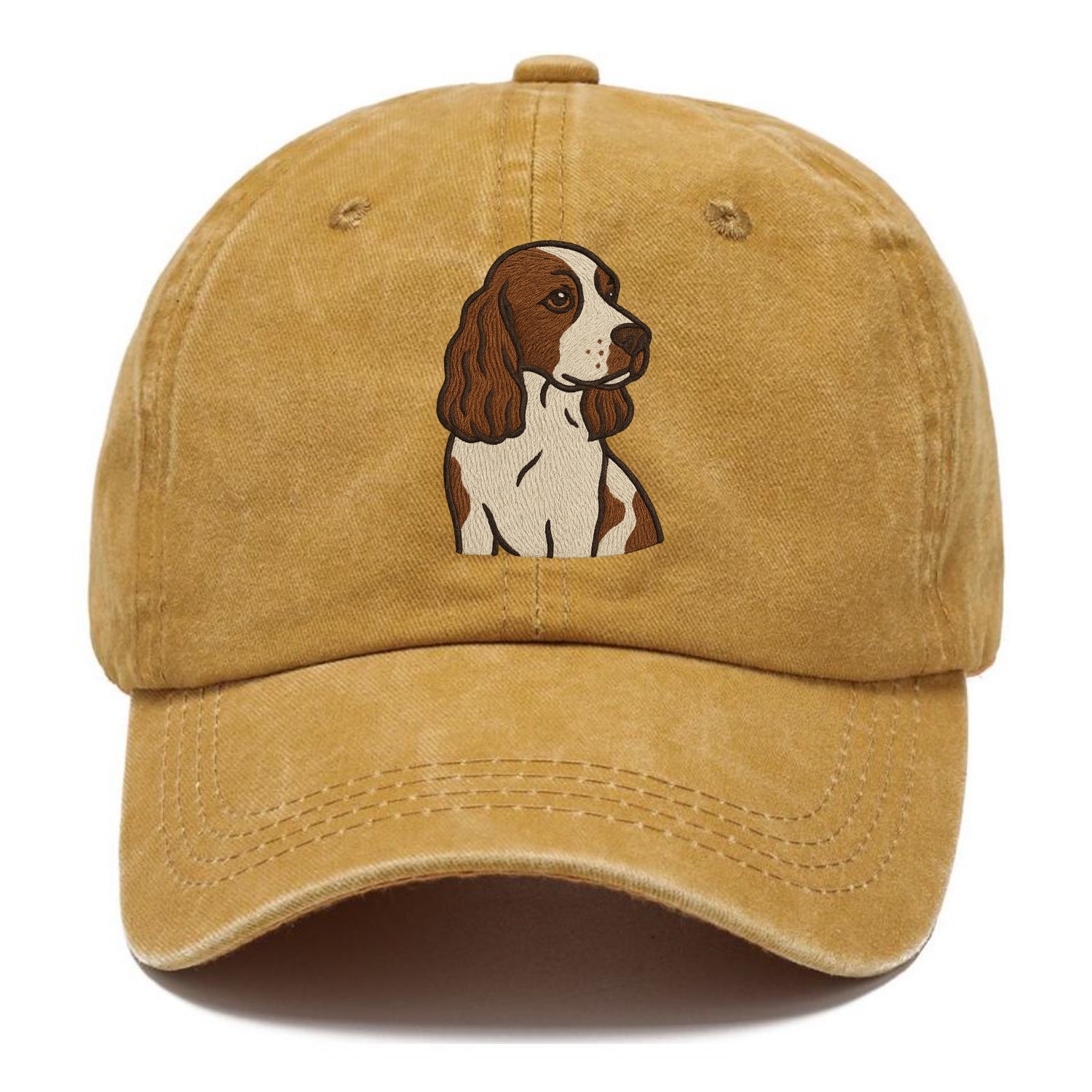 English Cocker Spaniel - Liver and white embroidered design - Classic Cap - Golden Harvest(Yellow)