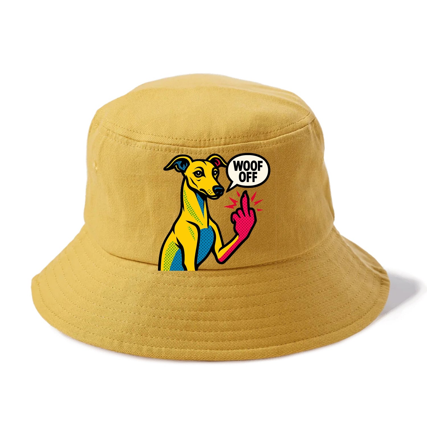Whippet sleek athletic greyhound-like, elegant long paw giving sass - Bucket Hat - Golden Harvest(Yellow)