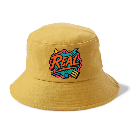 Imperfect brush strokes spelling Real - authenticity over perfection, raw and genuine - Bucket Hat