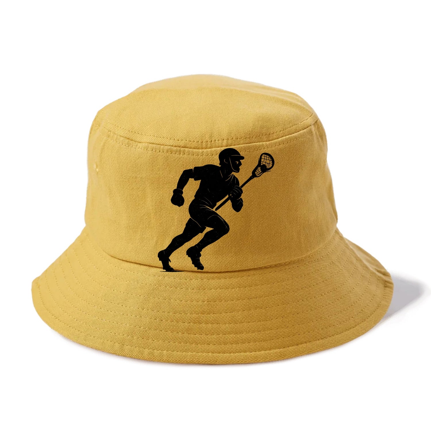 Lacrosse player cradling and running - Bucket Hat - Golden Harvest(Yellow)
