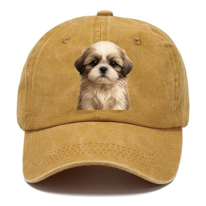 Baby Shih Tzu Puppy - long flowing coat, flat face, big dark eyes, front-facing, - Classic Cap - Golden Harvest(Yellow)