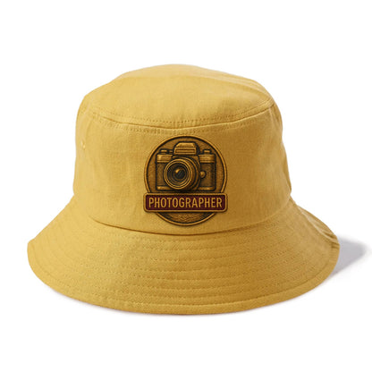 Camera with vintage lens - photographer badge - Bucket Hat - Golden Harvest(Yellow)