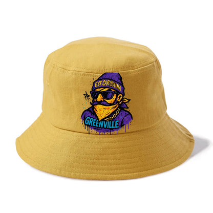 Greenville Pirate wearing East Carolina beanie with skull patch - Bucket Hat - Golden Harvest(Yellow)