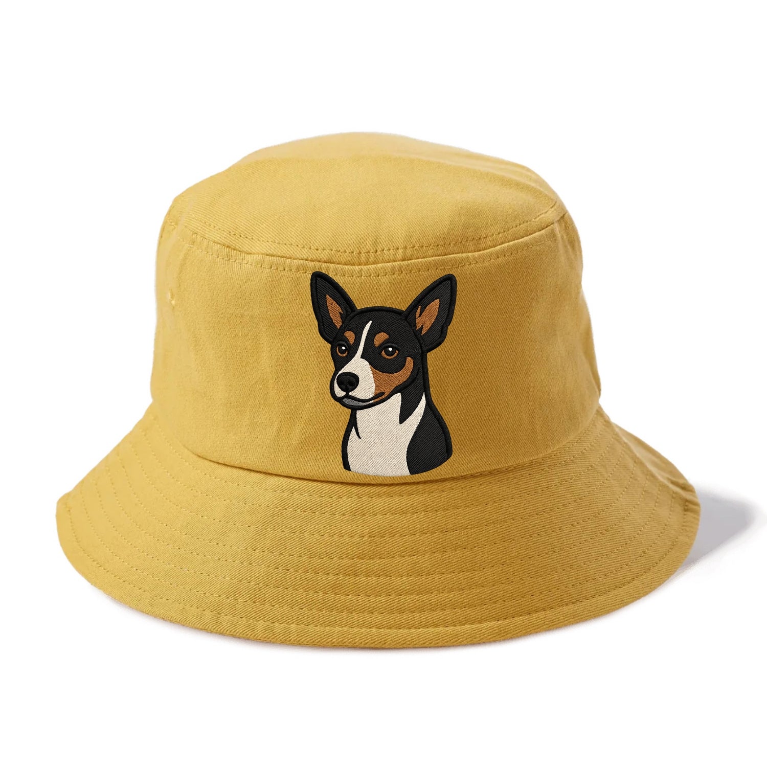 Rat Terrier - Tri-color embroidered pose - Bucket Hat - Golden Harvest(Yellow)