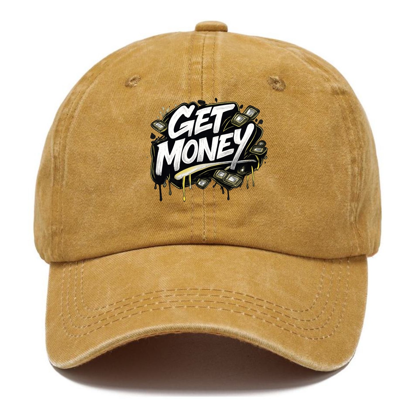 Bold typography design - "GET MONEY" - pursuit of wealth, earning - Classic Cap - Golden Harvest(Yellow)