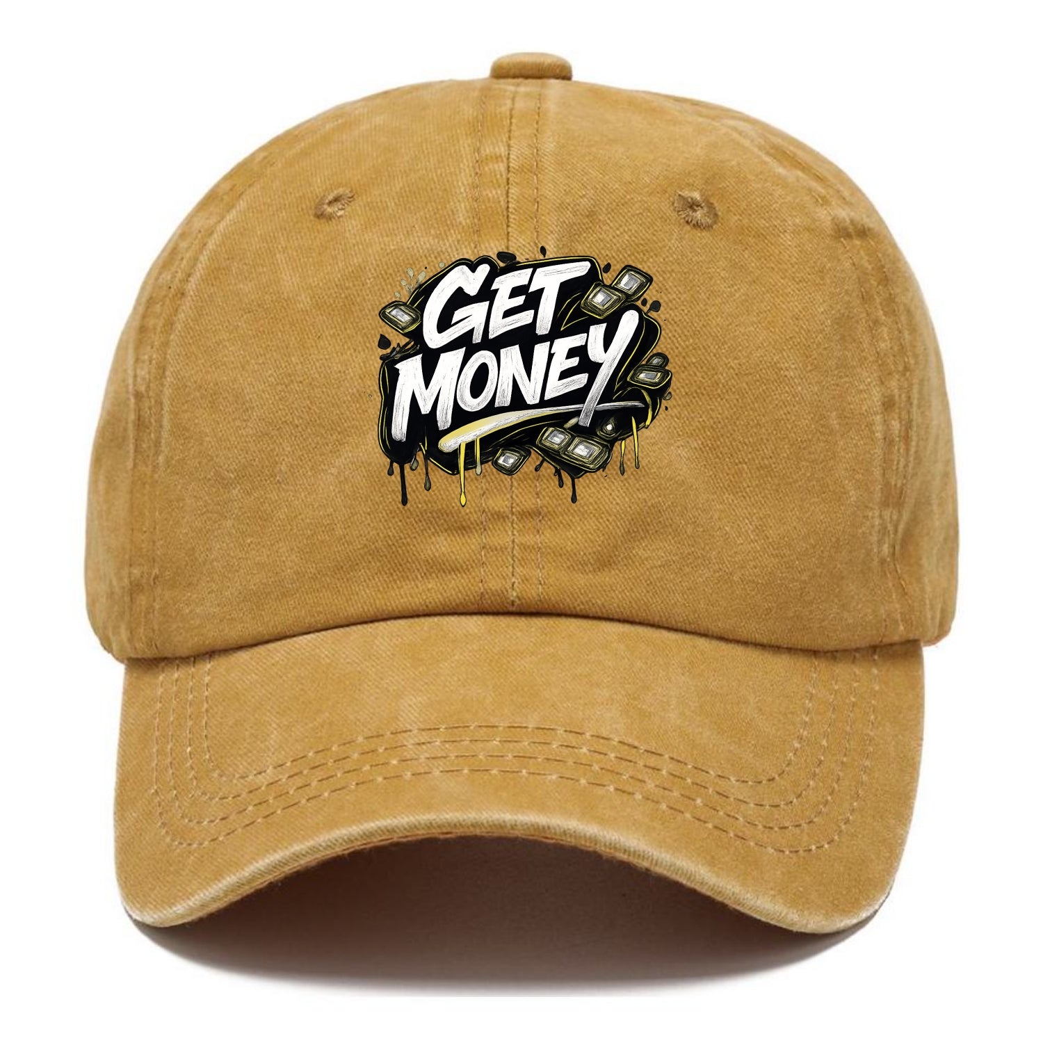 Bold typography design - "GET MONEY" - pursuit of wealth, earning - Classic Cap - Golden Harvest(Yellow)