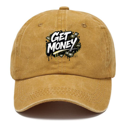 Bold typography design - "GET MONEY" - pursuit of wealth, earning - Classic Cap - Golden Harvest(Yellow)