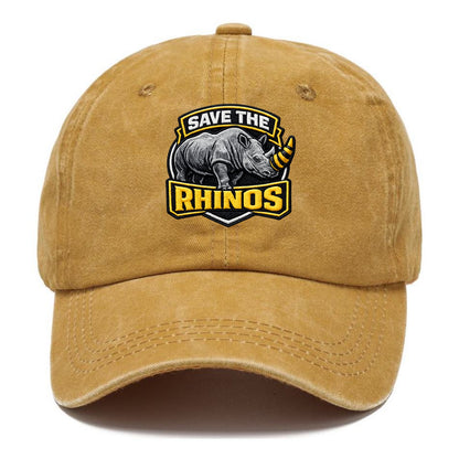 SAVE THE RHINOS - rhino silhouette in gray , horn protection - Classic Cap - Golden Harvest(Yellow)