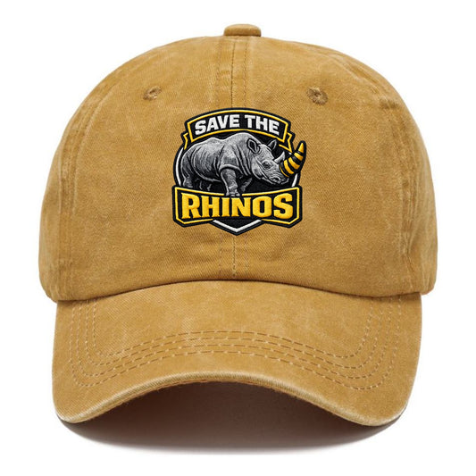 SAVE THE RHINOS - rhino silhouette in gray , horn protection - Classic Cap - Golden Harvest(Yellow)