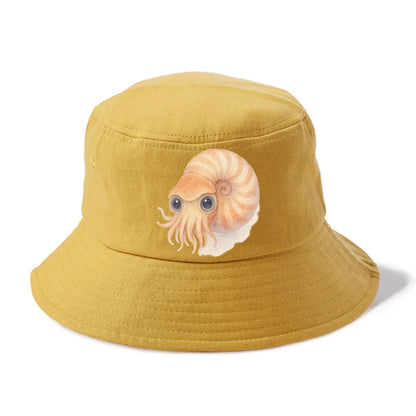 Baby Nautilus - spiral shell, tentacles peeking, ancient eyes, front-facing, living - Bucket Hat - Golden Harvest(Yellow)