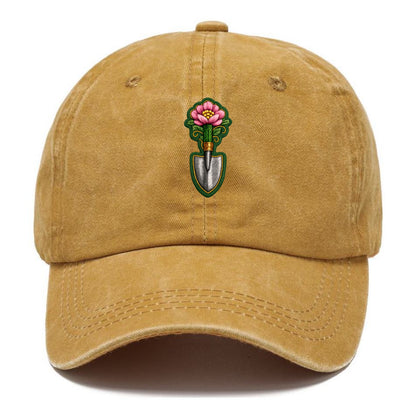 Embroidered patch design - GARDENING TROWEL FLOWER - garden tool with blooming flower - Classic Cap - Golden Harvest(Yellow)