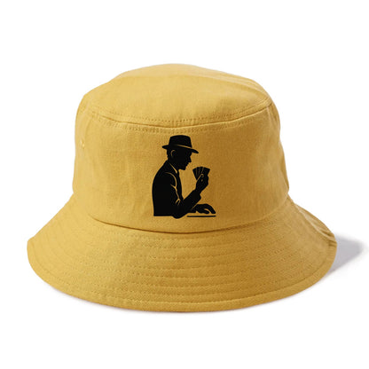 Poker player with cards close - Bucket Hat - Golden Harvest(Yellow)