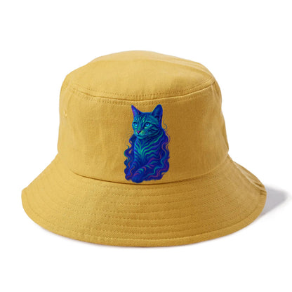 Exotic Bengal cat with aurora borealis colors flowing through its stripes, green and - Bucket Hat - Golden Harvest(Yellow)