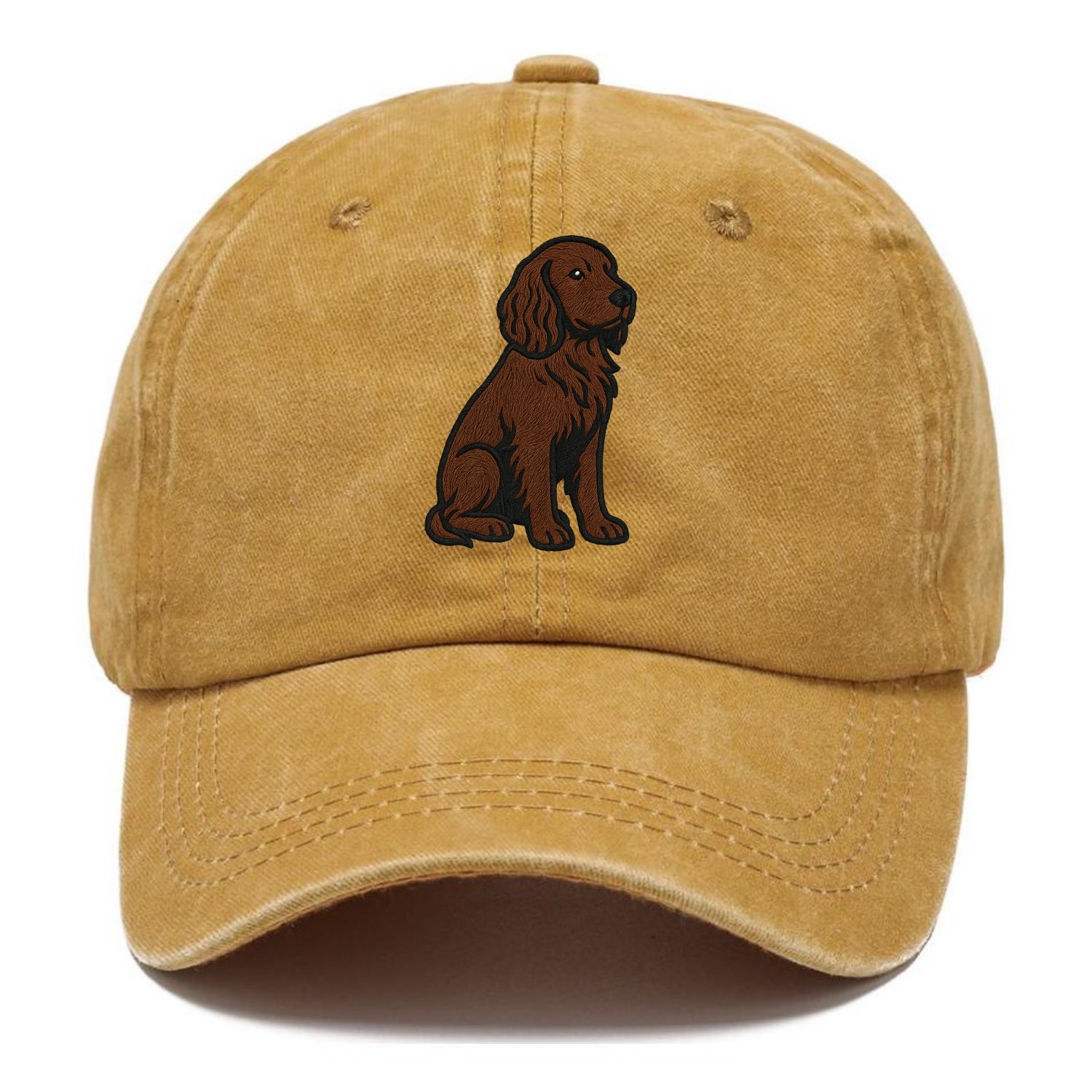 Field Spaniel - Liver colored embroidered sitting design - Classic Cap - Golden Harvest(Yellow)