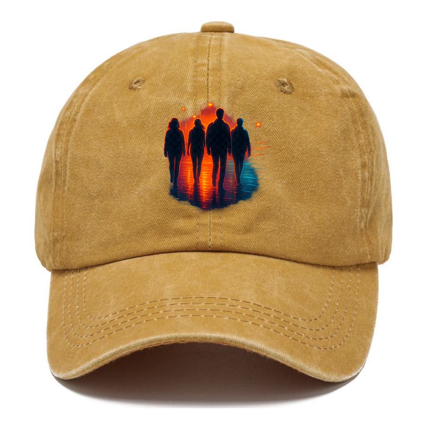 gang of silhouettes walking together at sunset by the beach - Classic Cap - Golden Harvest(Yellow)