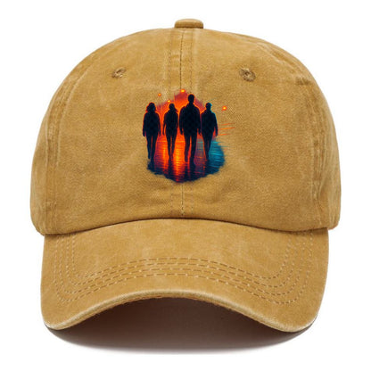 gang of silhouettes walking together at sunset by the beach - Classic Cap - Golden Harvest(Yellow)