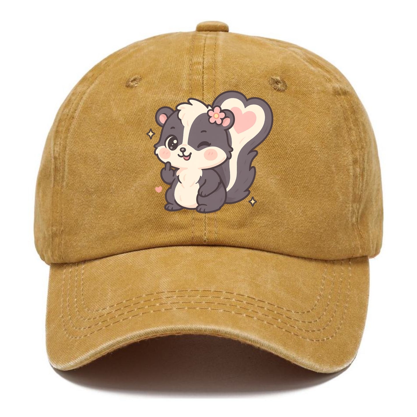 fluffy skunk with heart-shaped tail pattern, one paw up showing sass - Classic Cap - Golden Harvest(Yellow)