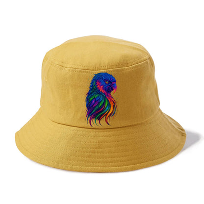 Vibrant parrot with feathers flowing into tropical rainbow streams, every color of the - Bucket Hat - Golden Harvest(Yellow)