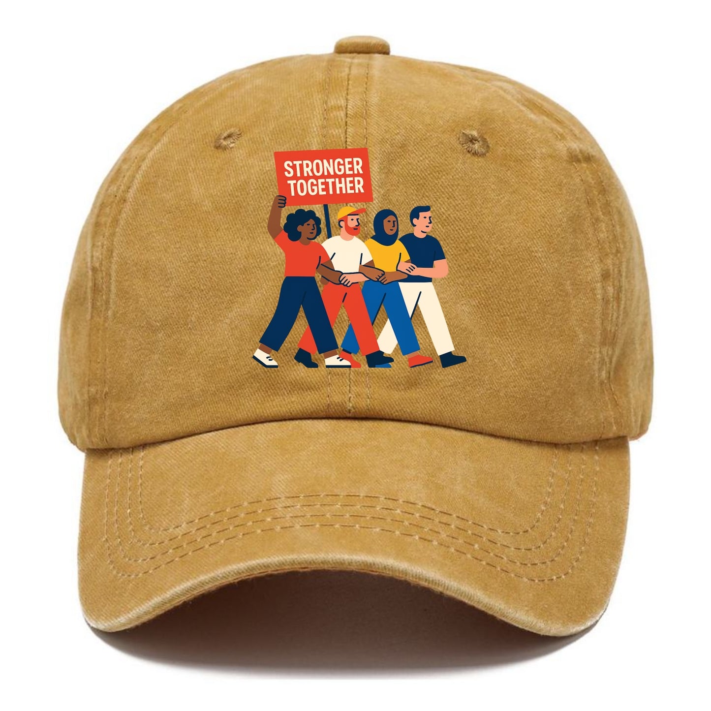 Peaceful protesters marching with linked arms - "Stronger Together" - solidarity - Classic Cap - Golden Harvest(Yellow)