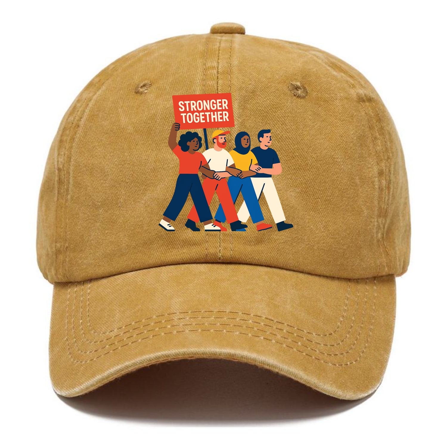 Peaceful protesters marching with linked arms - "Stronger Together" - solidarity - Classic Cap - Golden Harvest(Yellow)