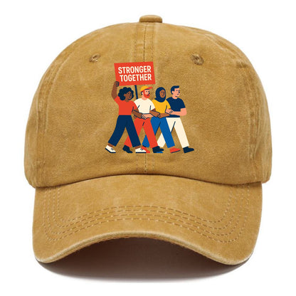 Peaceful protesters marching with linked arms - "Stronger Together" - solidarity - Classic Cap - Golden Harvest(Yellow)
