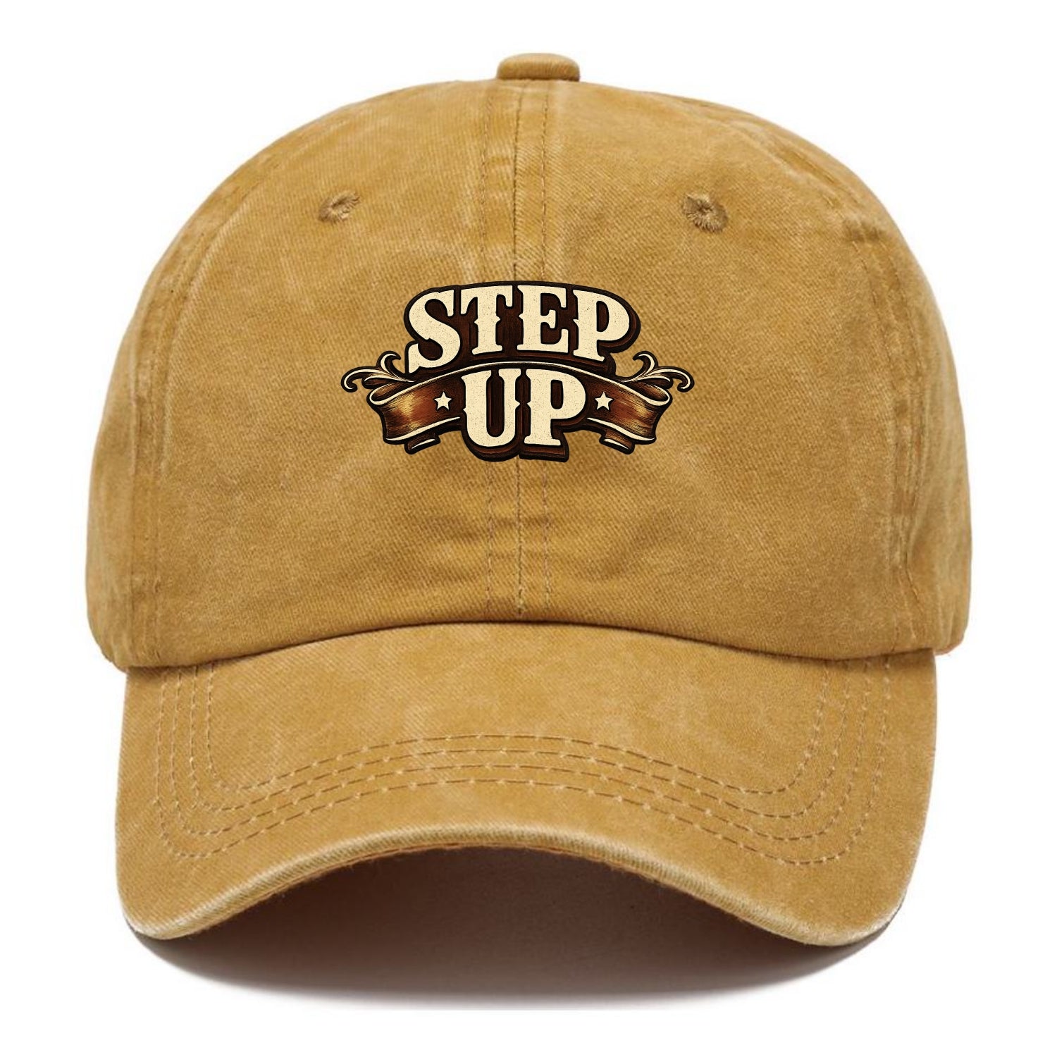 Bold typography design - "STEP UP" - rise to occasion, take charge - Classic Cap - Golden Harvest(Yellow)