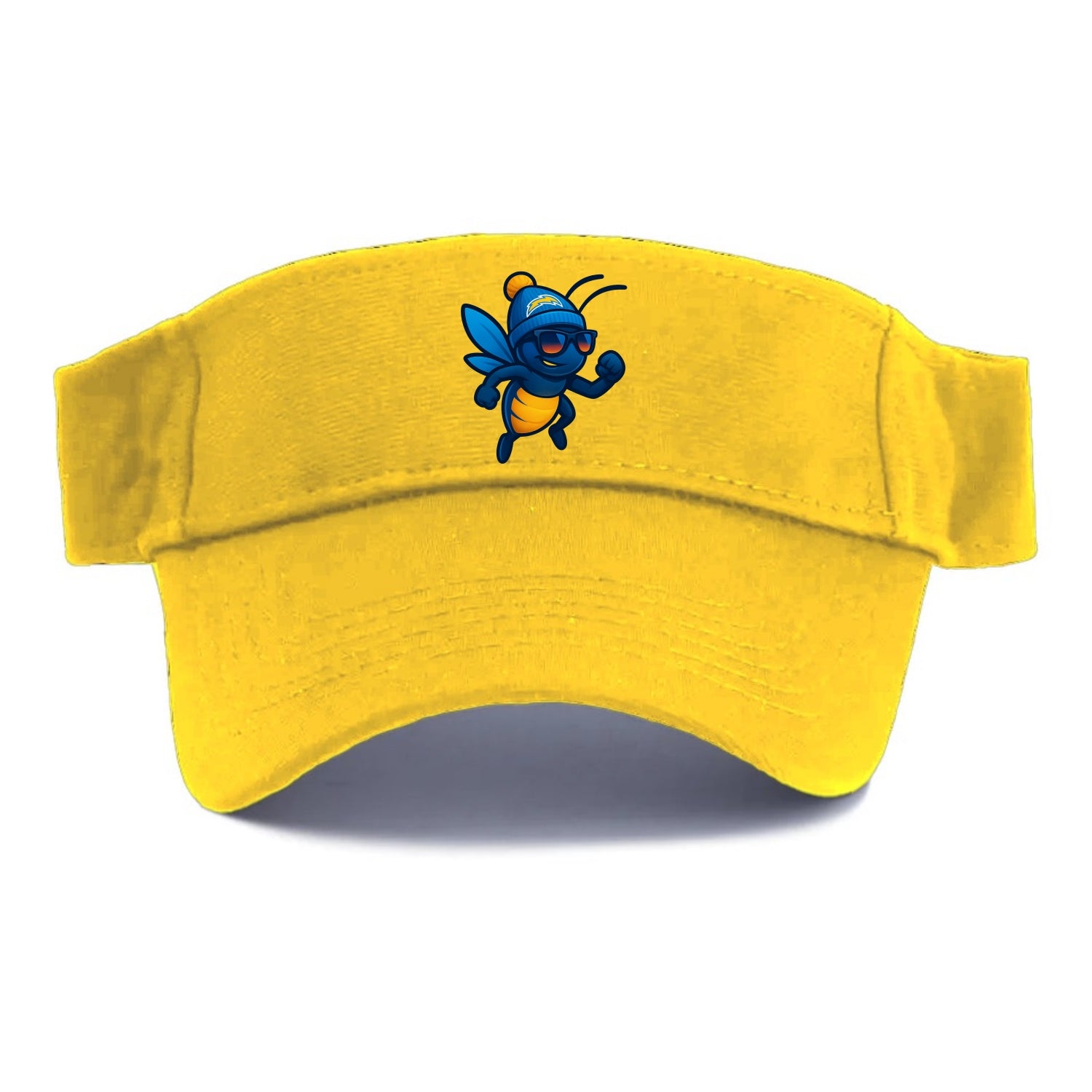 LA Lightning Bug wearing Chargers powder blue and gold beanie with pom pom and wayfarer - Visor - Golden Harvest(Yellow)
