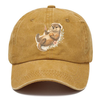 adorable otter floating on back, middle finger up while holding a shellfish - Classic Cap - Golden Harvest(Yellow)