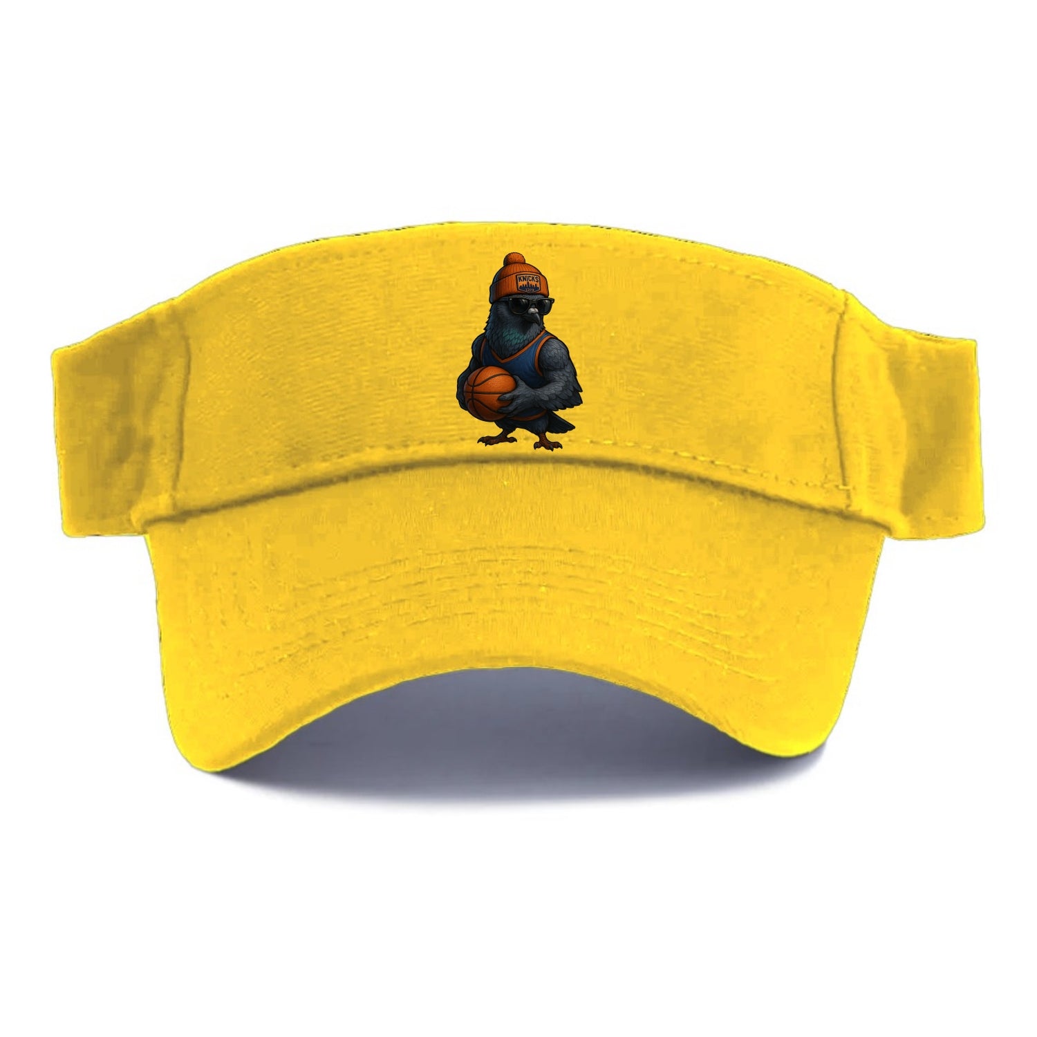 Manhattan Pigeon wearing Knicks beanie with skyline patch and wayfarer sunglasses - Visor - Golden Harvest(Yellow)