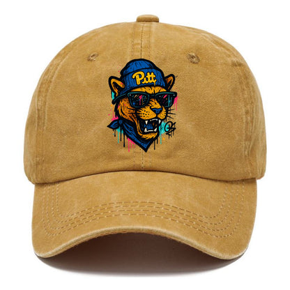 Pittsburgh Panther wearing Pitt beanie with script patch - Classic Cap - Golden Harvest(Yellow)