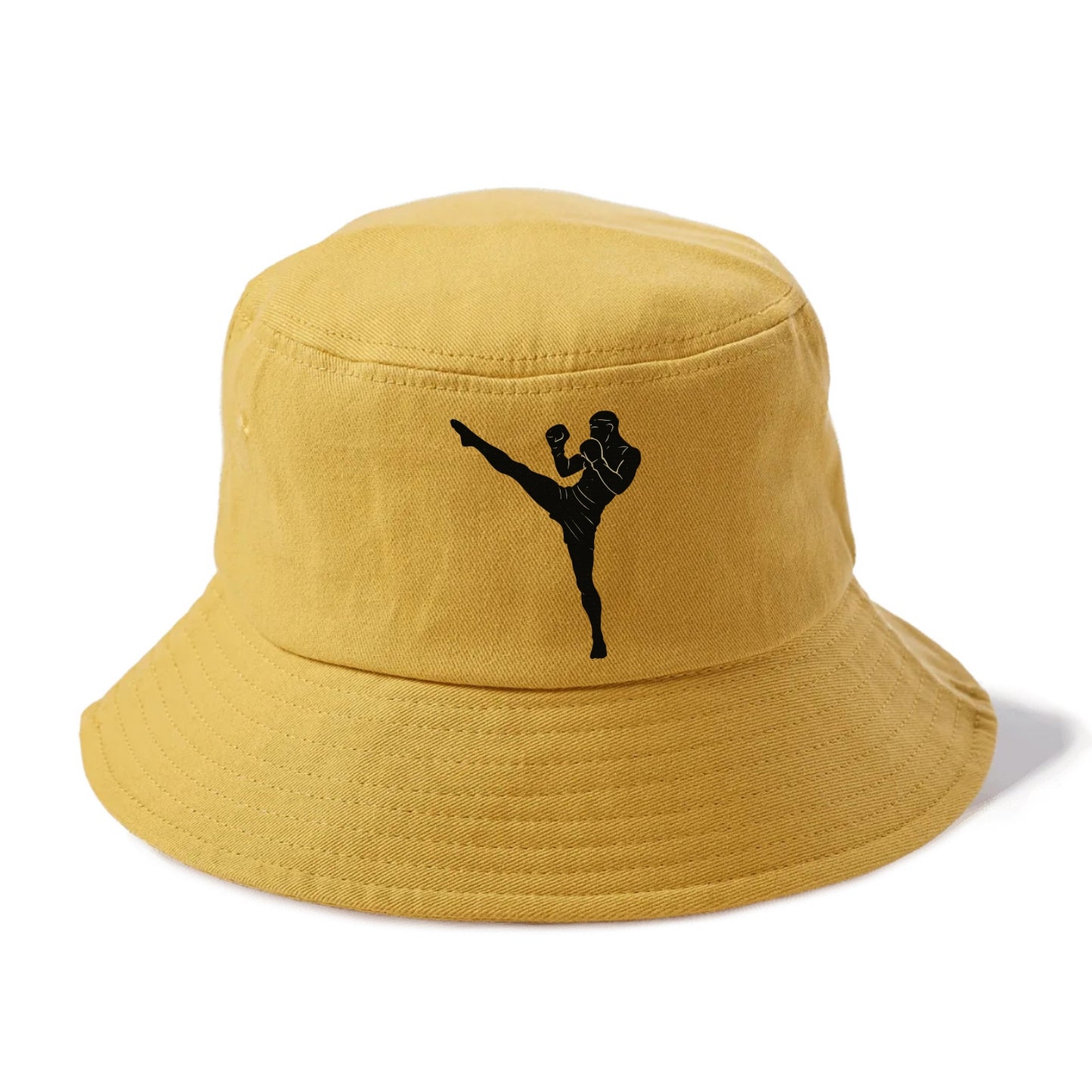 Kickboxer delivering roundhouse kick - Bucket Hat - Golden Harvest(Yellow)