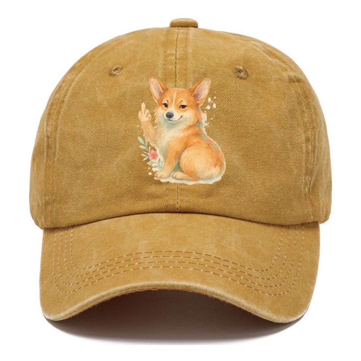Corgi short legs and fluffy butt, one stubby paw up with sass - Classic Cap - Golden Harvest(Yellow)