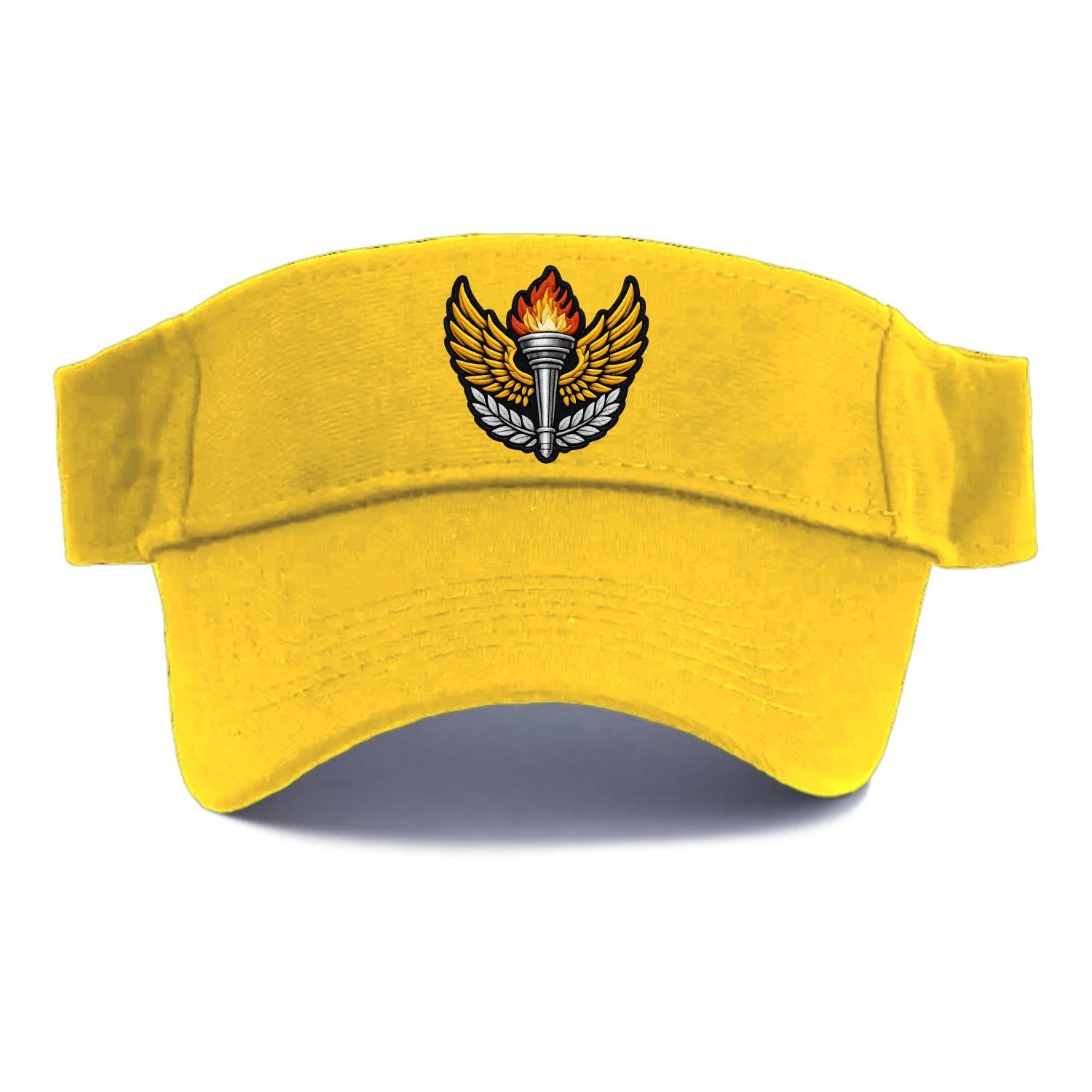 Embroidered patch design - TRACK AND FIELD TORCH - Olympic style torch with wings in gold - Visor - Golden Harvest(Yellow)