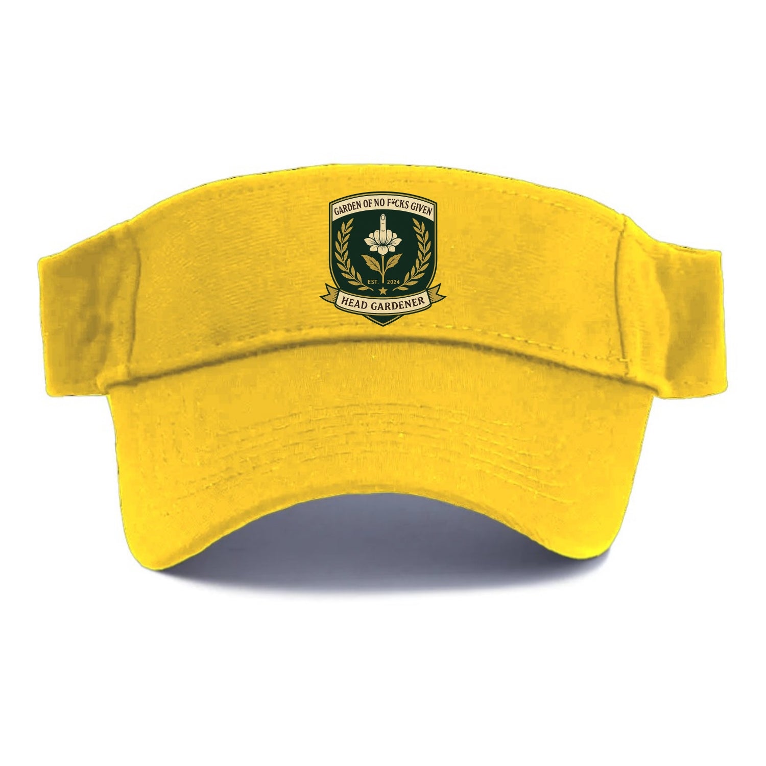 Shield with middle finger flower - "Garden of No F*cks Given - Head Gardener" - classy - Visor - Golden Harvest(Yellow)