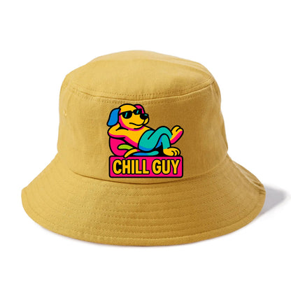 Super relaxed dog character lounging unbothered - "Chill Guy" meme energy, laid back - Bucket Hat - Golden Harvest(Yellow)