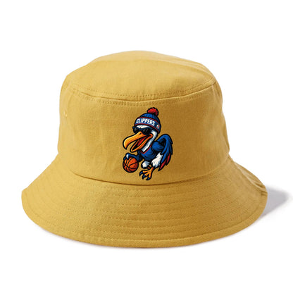 Los Angeles Pelican wearing Clippers beanie with sailboat patch and wayfarer sunglasses - Bucket Hat - Golden Harvest(Yellow)