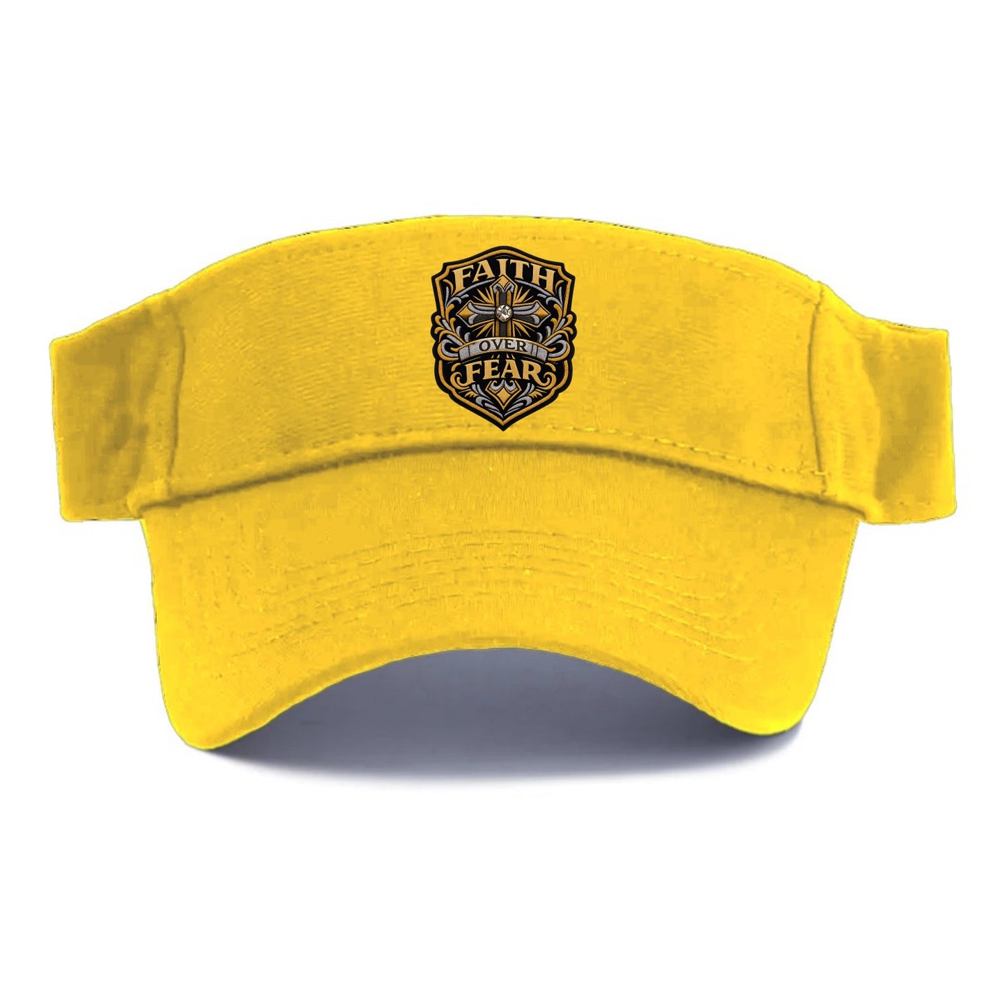 FAITH OVER FEAR - cross with text in gold , spiritual strength - Visor - Golden Harvest(Yellow)