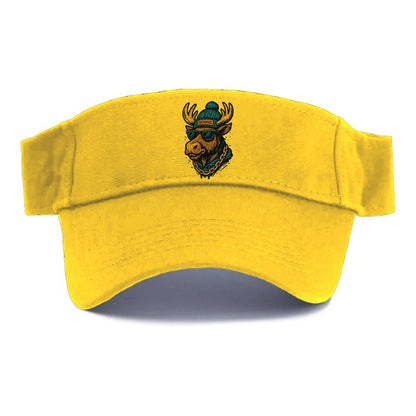 Alaska Moose wearing Anchorage beanie with pom pom and wayfarer sunglasses - Visor - Golden Harvest(Yellow)