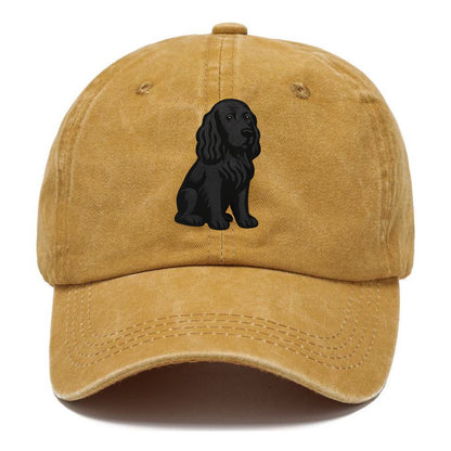 Field Spaniel - Black silky coat embroidered pose - Classic Cap - Golden Harvest(Yellow)