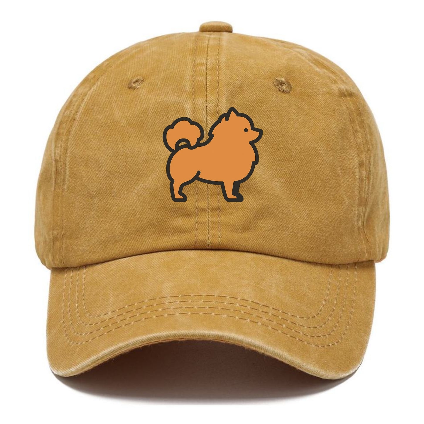 Pomeranian - Orange fluffy flat side profile - Classic Cap - Golden Harvest(Yellow)