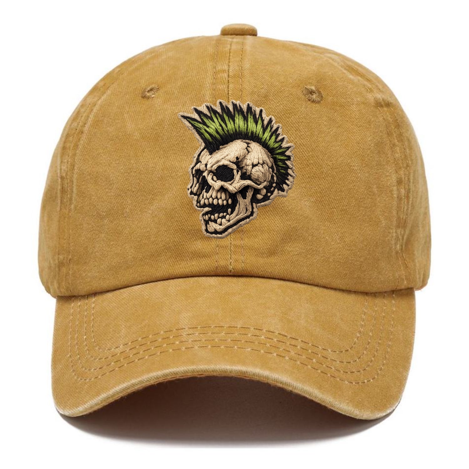 MOHAWK SKULL - punk skull with mohawk in neon green and black , punk rock - Classic Cap - Golden Harvest(Yellow)