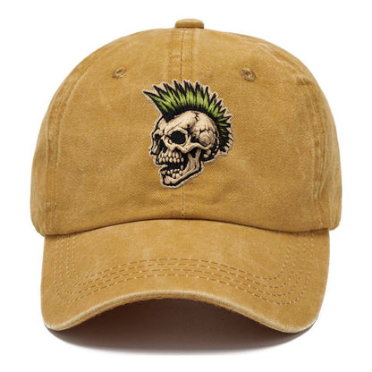 MOHAWK SKULL - punk skull with mohawk in neon green and black , punk rock - Classic Cap - Golden Harvest(Yellow)