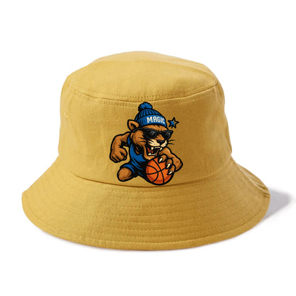 Florida Panther wearing Magic beanie with star wand patch and wayfarer sunglasses - Bucket Hat - Golden Harvest(Yellow)