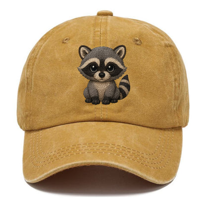 Baby Raccoon - gray fur, black mask, ringed tail, bright curious eyes, front-facing, - Classic Cap - Golden Harvest(Yellow)