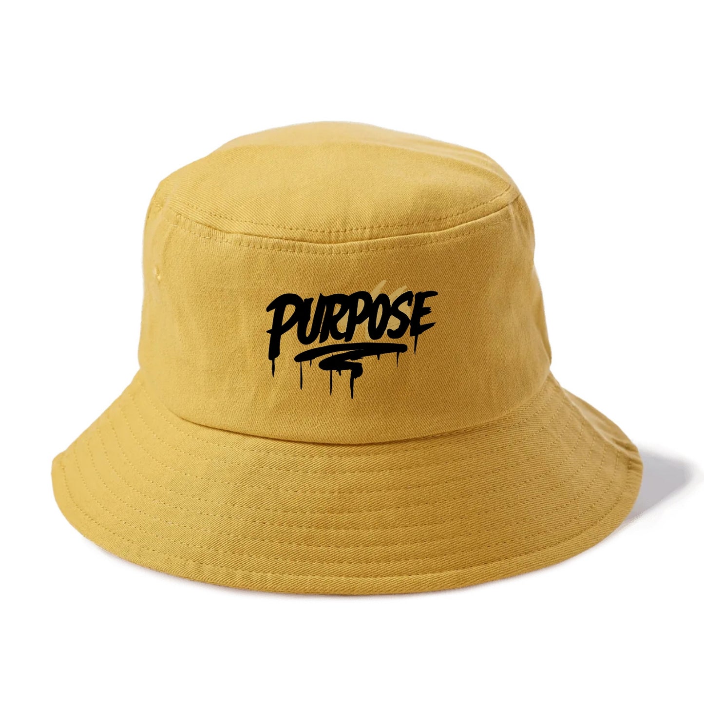 Bold typography design - "PURPOSE" - reason for being - Bucket Hat - Golden Harvest(Yellow)