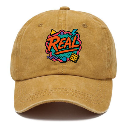 Imperfect brush strokes spelling "Real" - authenticity over perfection, raw and - Classic Cap - Golden Harvest(Yellow)