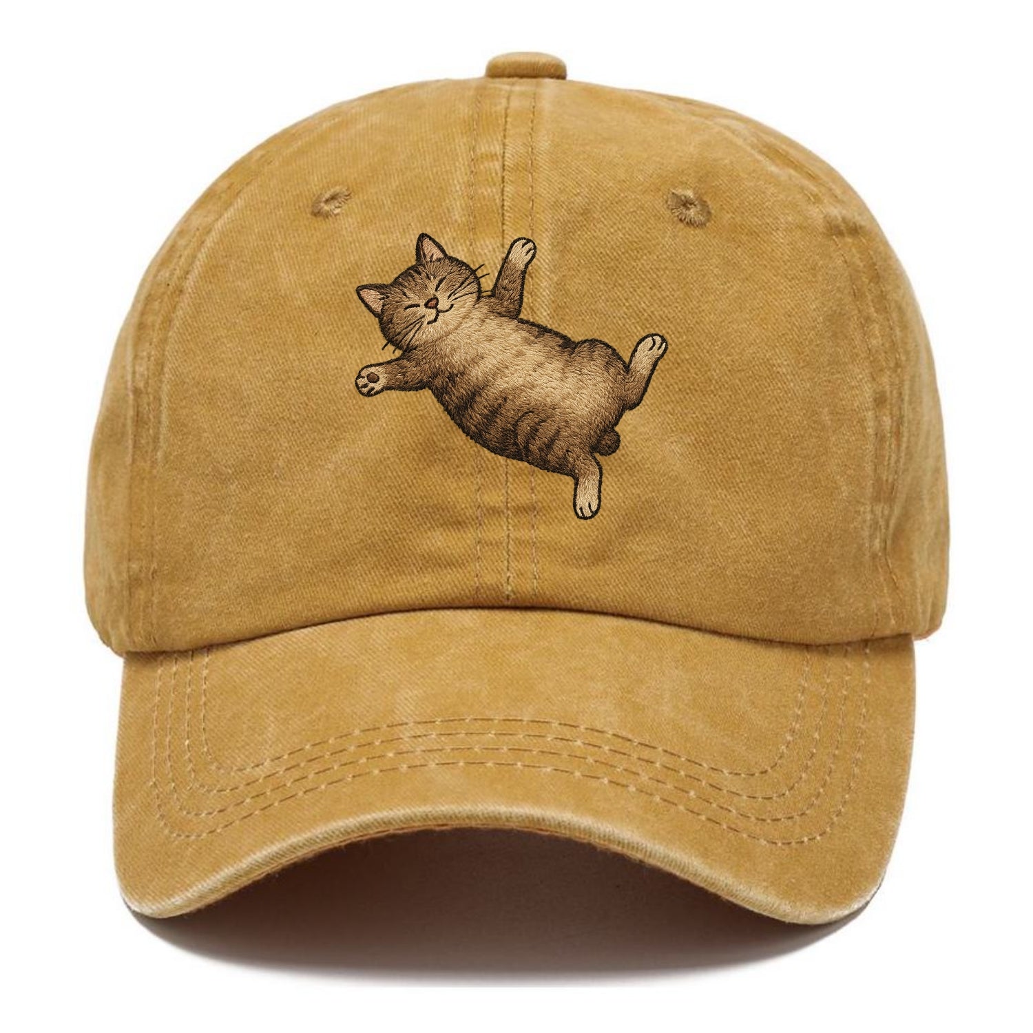 Manx  fully relaxed sprawled out embroid Classic Cap - Golden Harvest(Yellow)